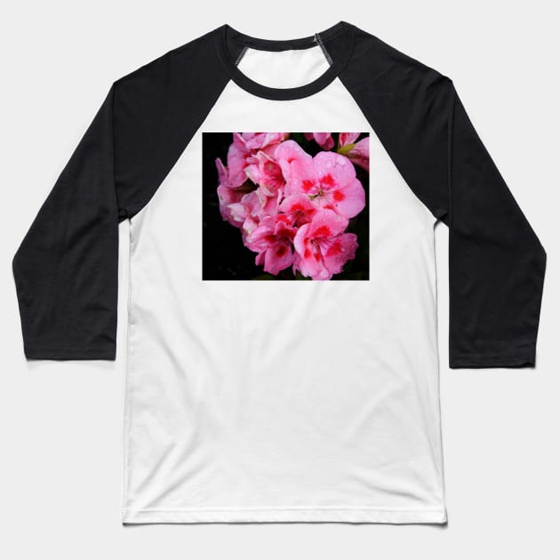 Pink Flowers Crying in the Rain Baseball T-Shirt by Whisperingpeaks